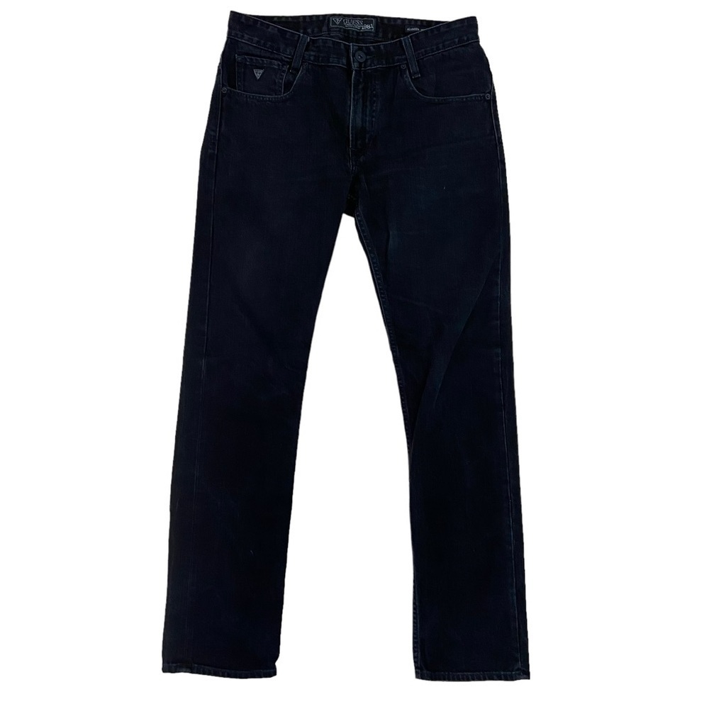 Guess 1981 men jeans Alameda slim tapered black 100% denim in size 34
